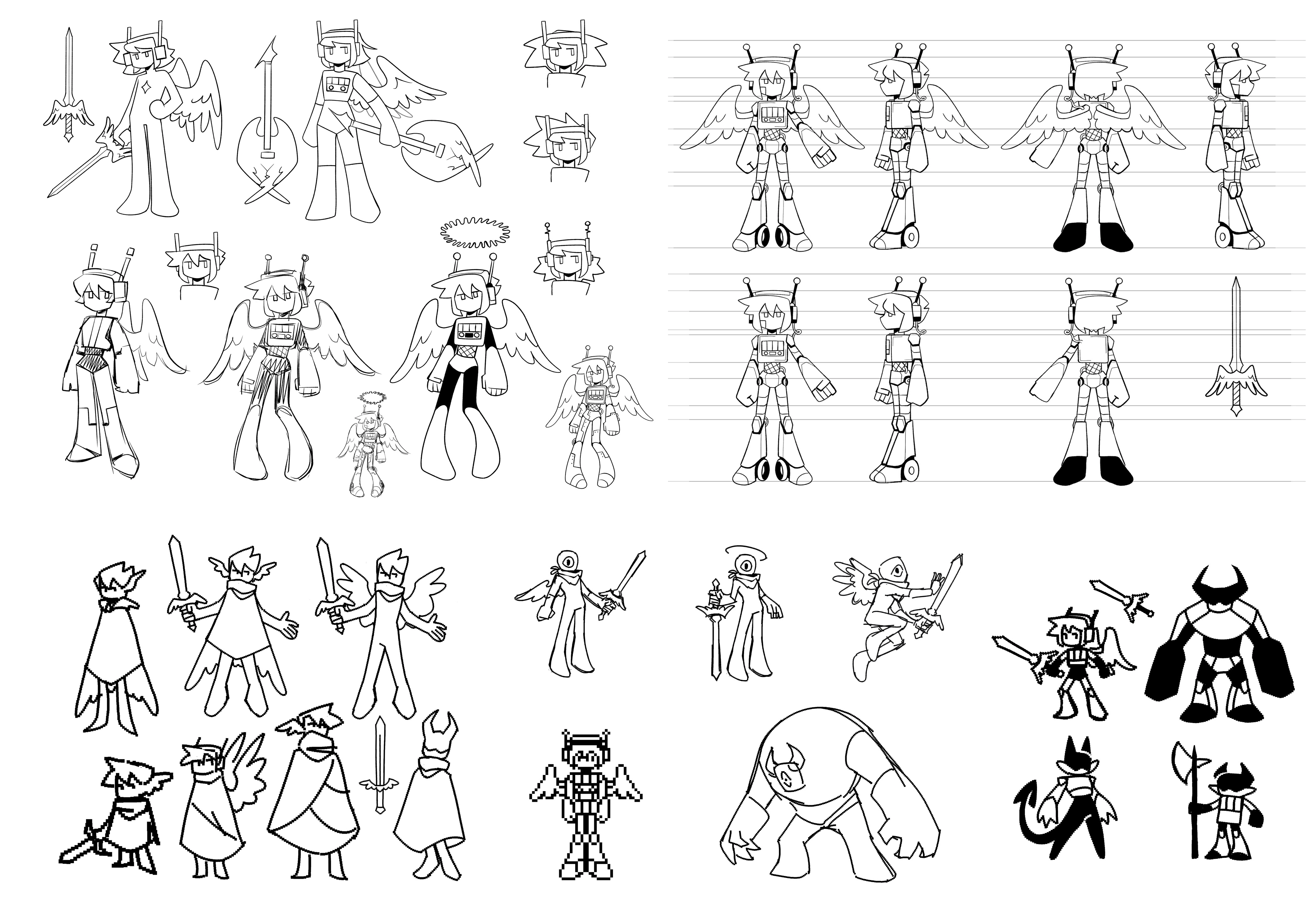 Sketches of game characters